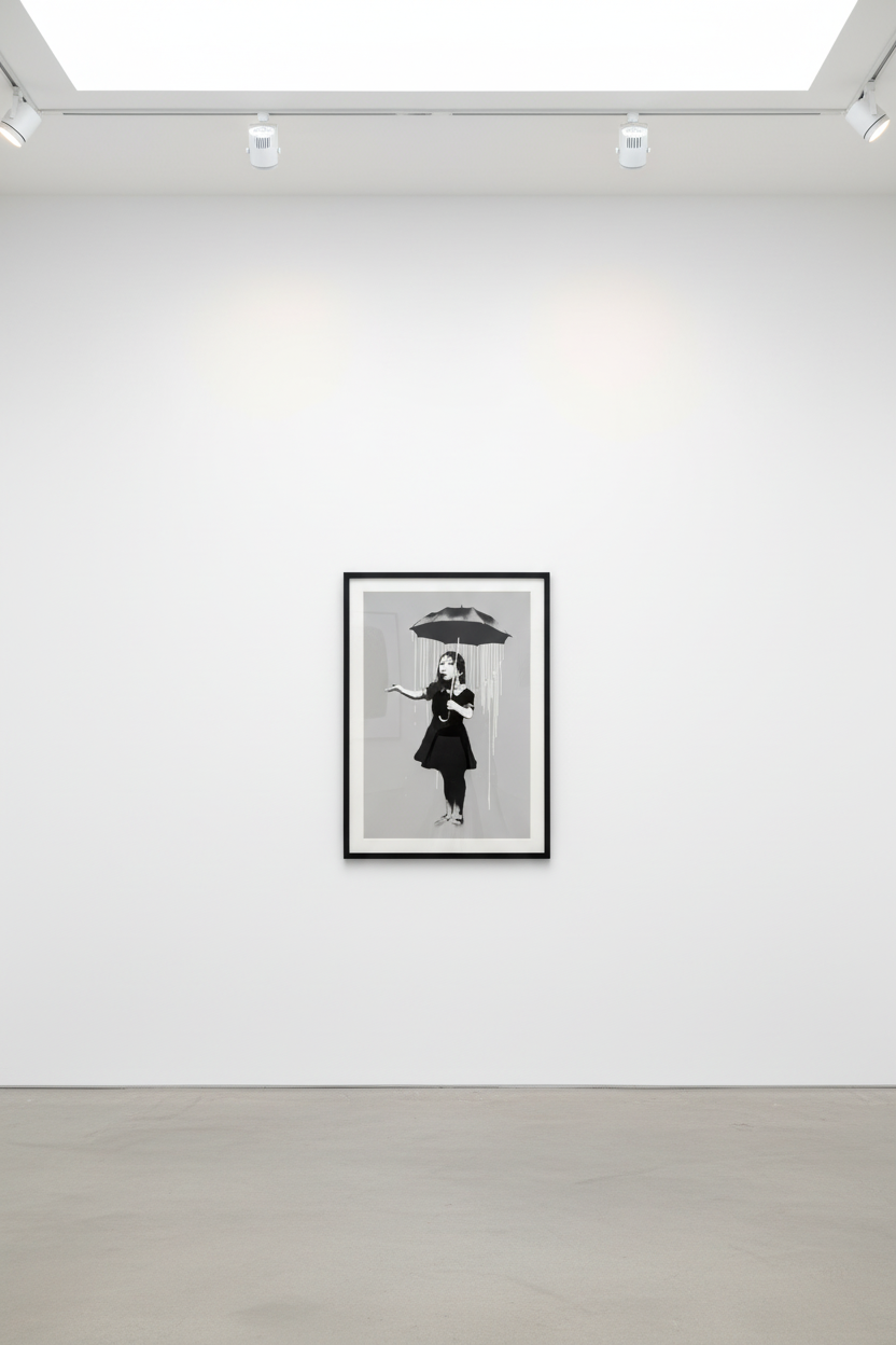 Banksy - NOLA Umbrella Girl White Rain, 2008, Screen print