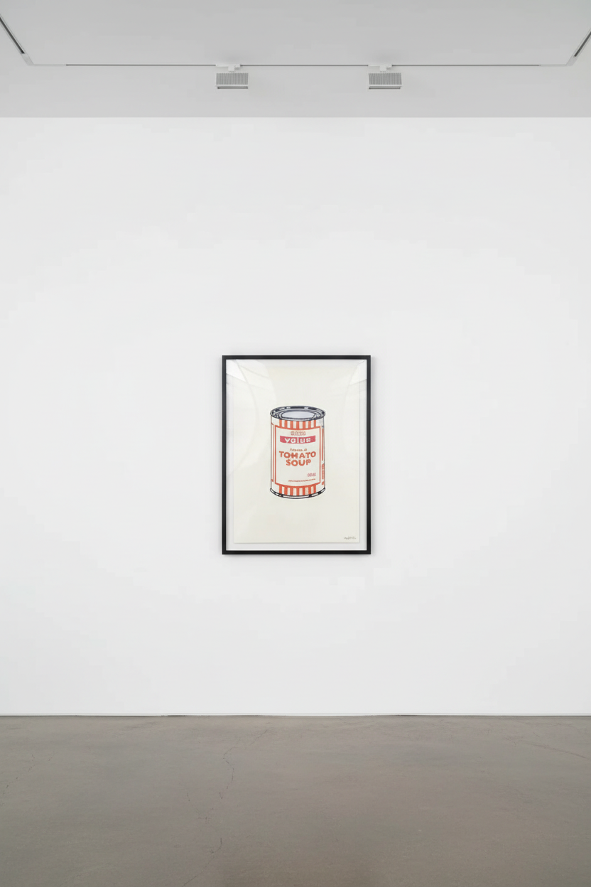 Banksy - Soup Can (White, Orange, Raspberry) (Signed), 2005, Screen print