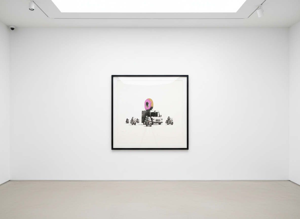 Banksy - Strawberry Donut (Signed), 2009, Screen print