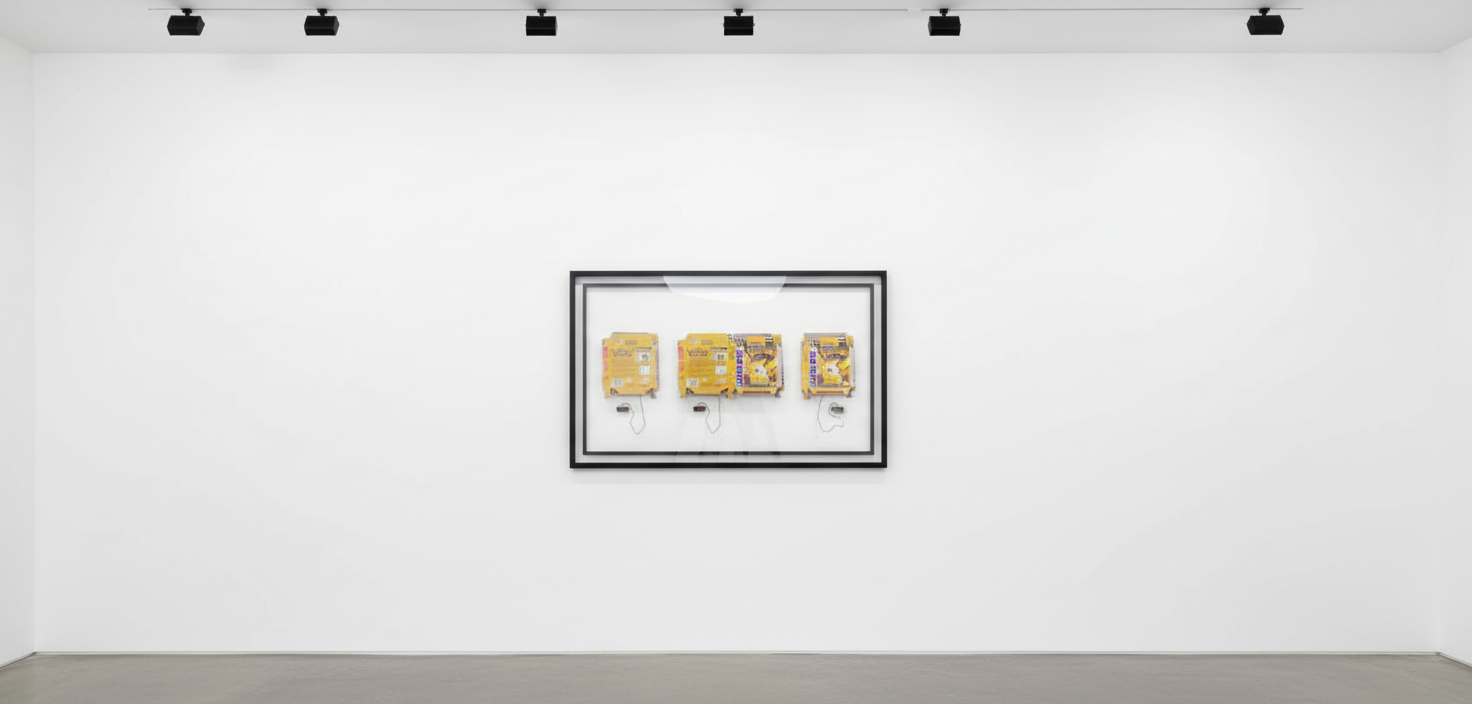 Connor Gottfried - Unboxing (Pokemon Yellow), 2025, Aluminum composite panelling, two 7” IPS screens, Raspberry Pi, Gamebo...