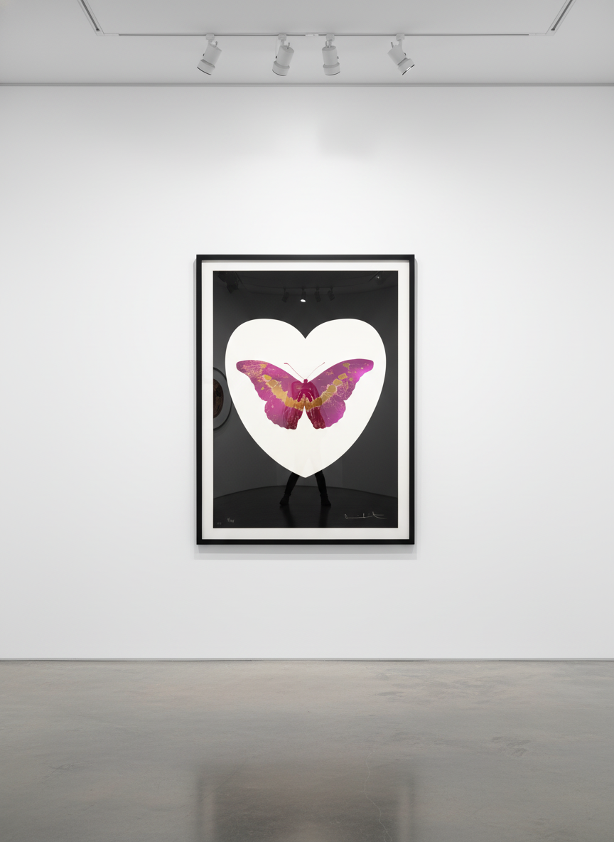 Damien Hirst - I Love You (Black, Fuschia), 2015, Silkscreen and 2 colour foil block on Somerset Satin 410gsm