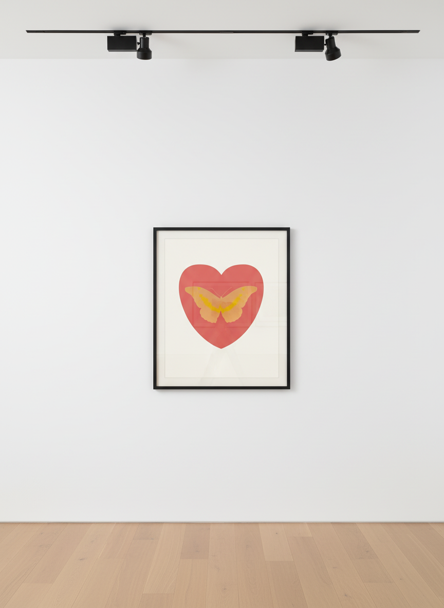 Damien Hirst - I Love You (Coral, Cool Gold, Oriental Gold), 2015, Silkscreen and 2 colour foil block on Somerset Satin 41...