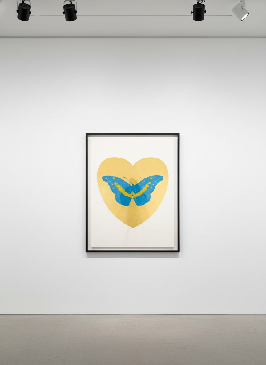 Damien Hirst - I Love You (Gold Leaf, Turquoise, Oriental Gold), 2015, Silkscreen and 2 colour foil block on Somerset Sati...