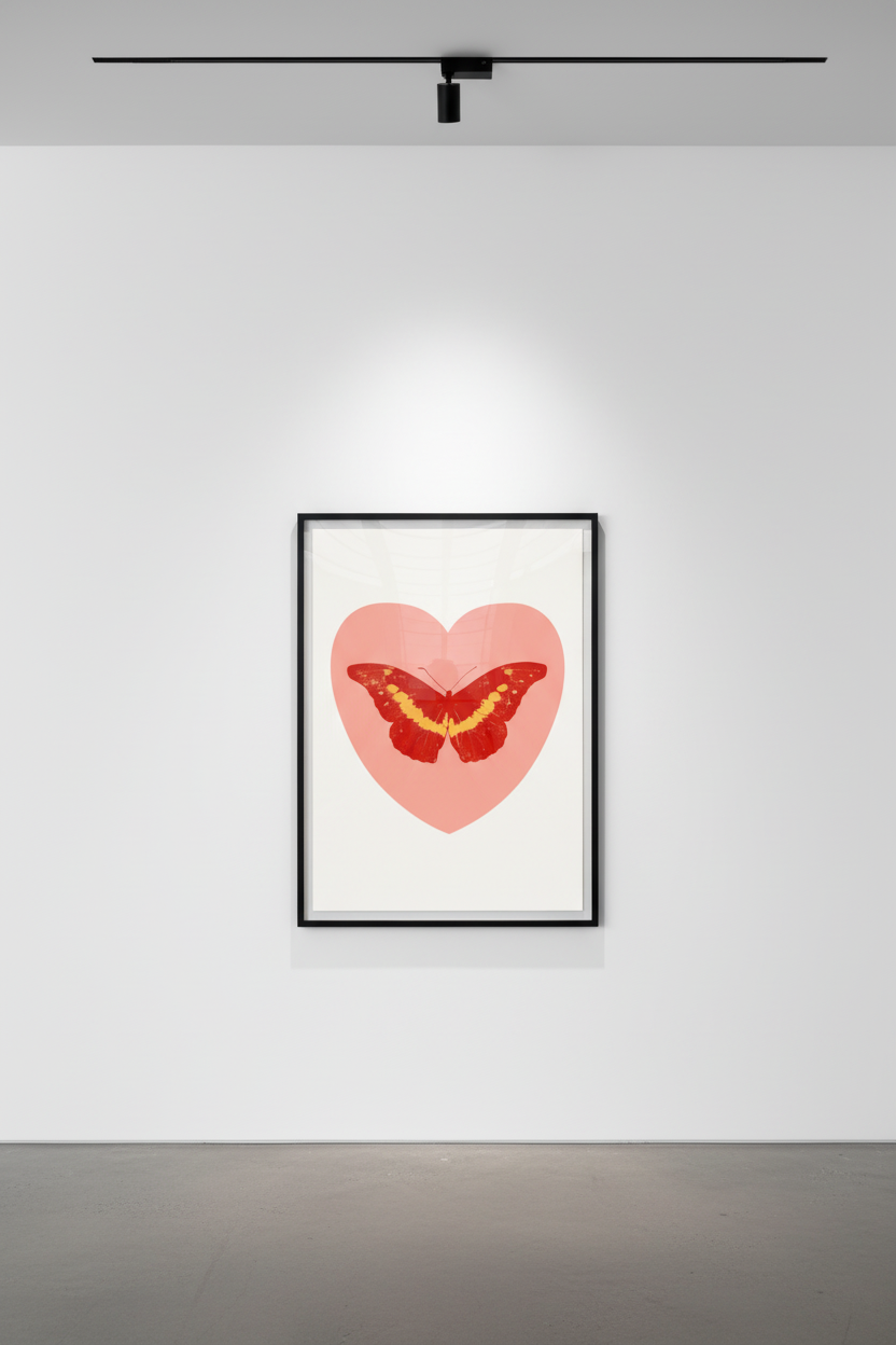 Damien Hirst - I Love You (Pink, Poppy Red, Cool Gold), 2015, Silkscreen and 2 colour foil block on Somerset Satin 410gsm