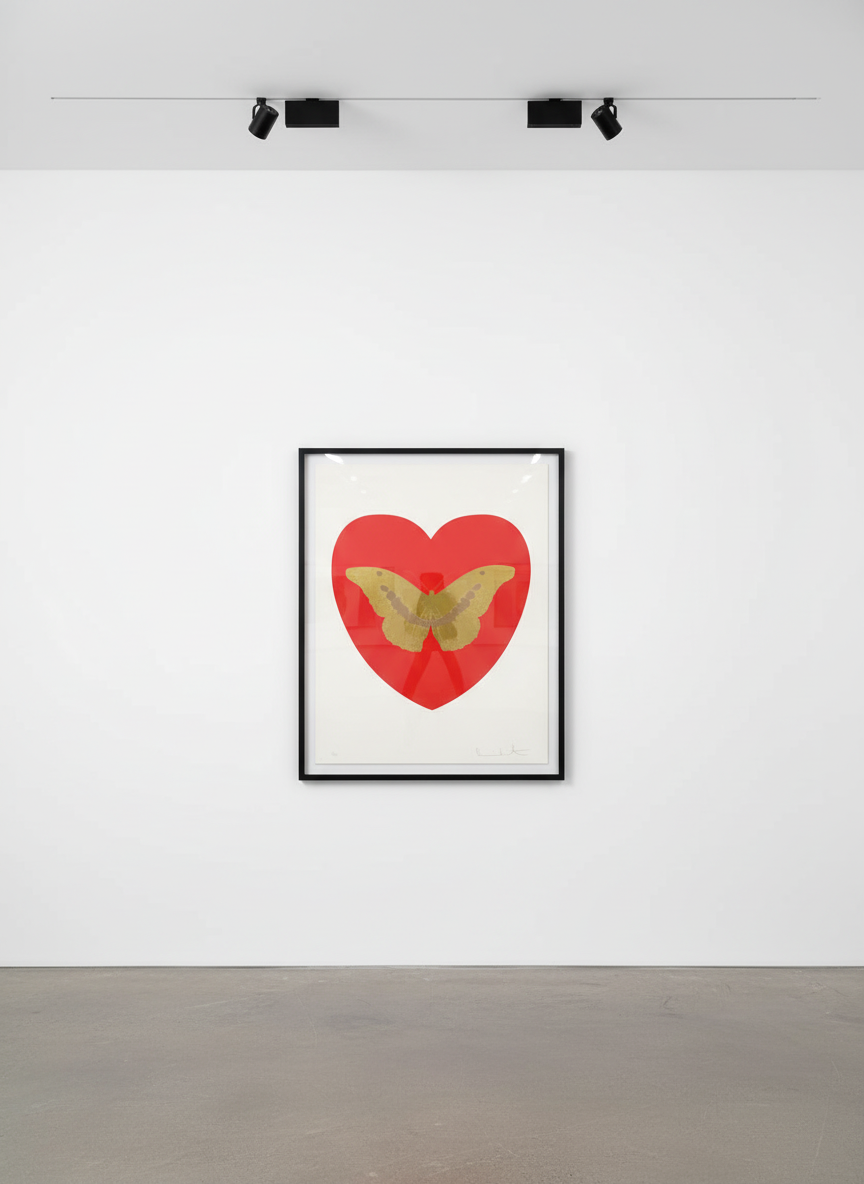 Damien Hirst - I Love You (Red, Oriental Gold, Cool Gold), 2015, Silkscreen and 2 colour foil block on Somerset Satin 410gsm
