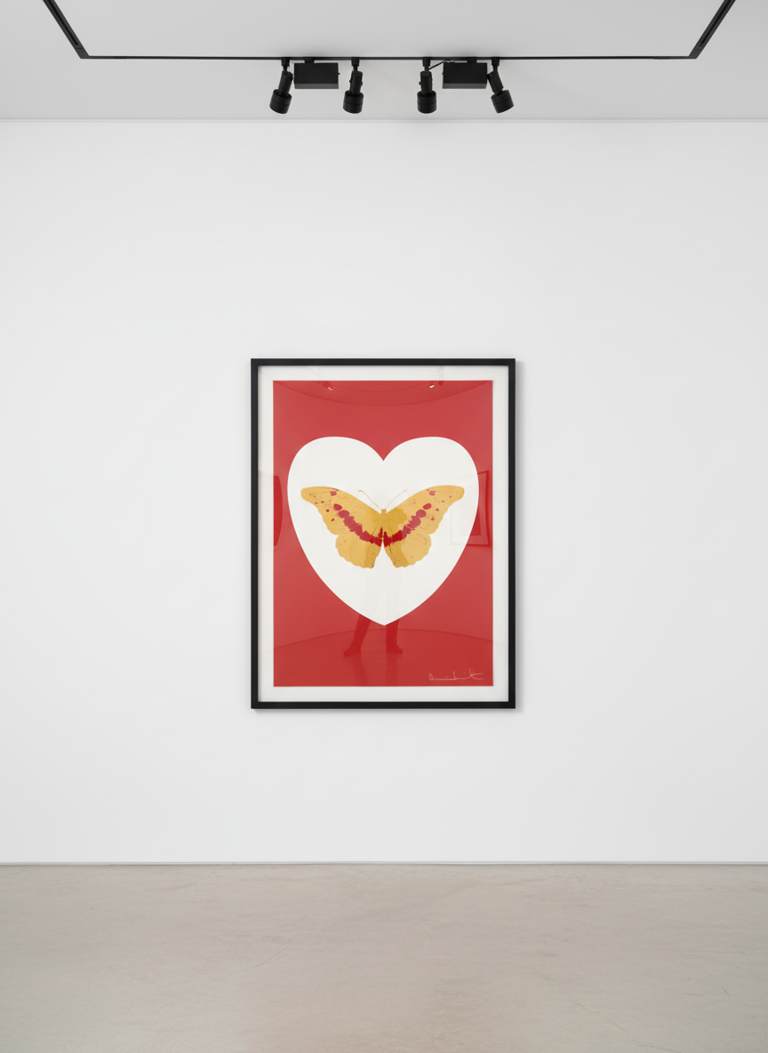 Damien Hirst - I Love You (White, Red, Cool Gold, Poppy Red), 2015, Silkscreen and 2 colour foil block on Somerset Satin 4...