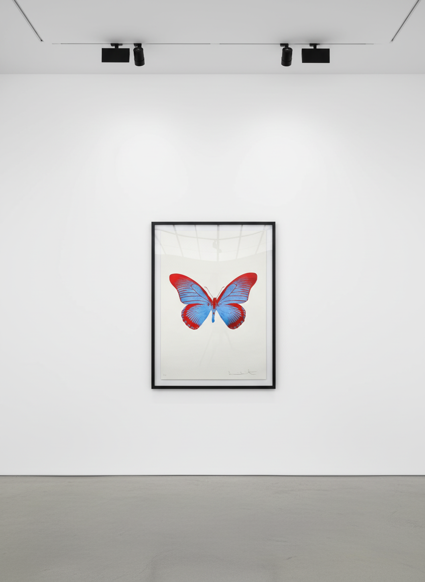 Damien Hirst - Souls IV (Frost Blue Chili Red), 2010, Foil block print in colors on Arches paper