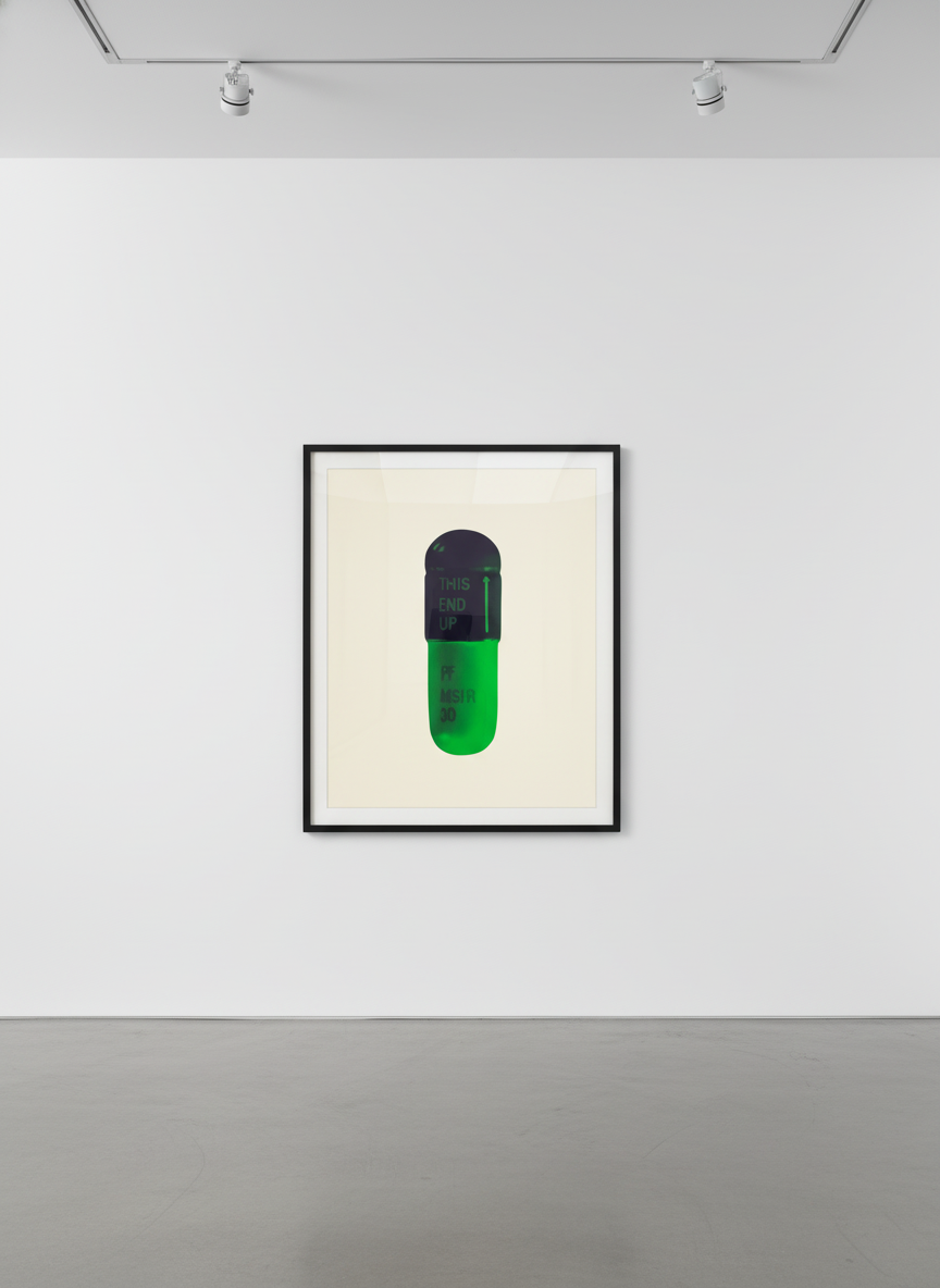 Damien Hirst - The Cure (Cream/Aubergine/Pea Green), 2014, Silkscreen on Somerset Tub Sized 410gsm