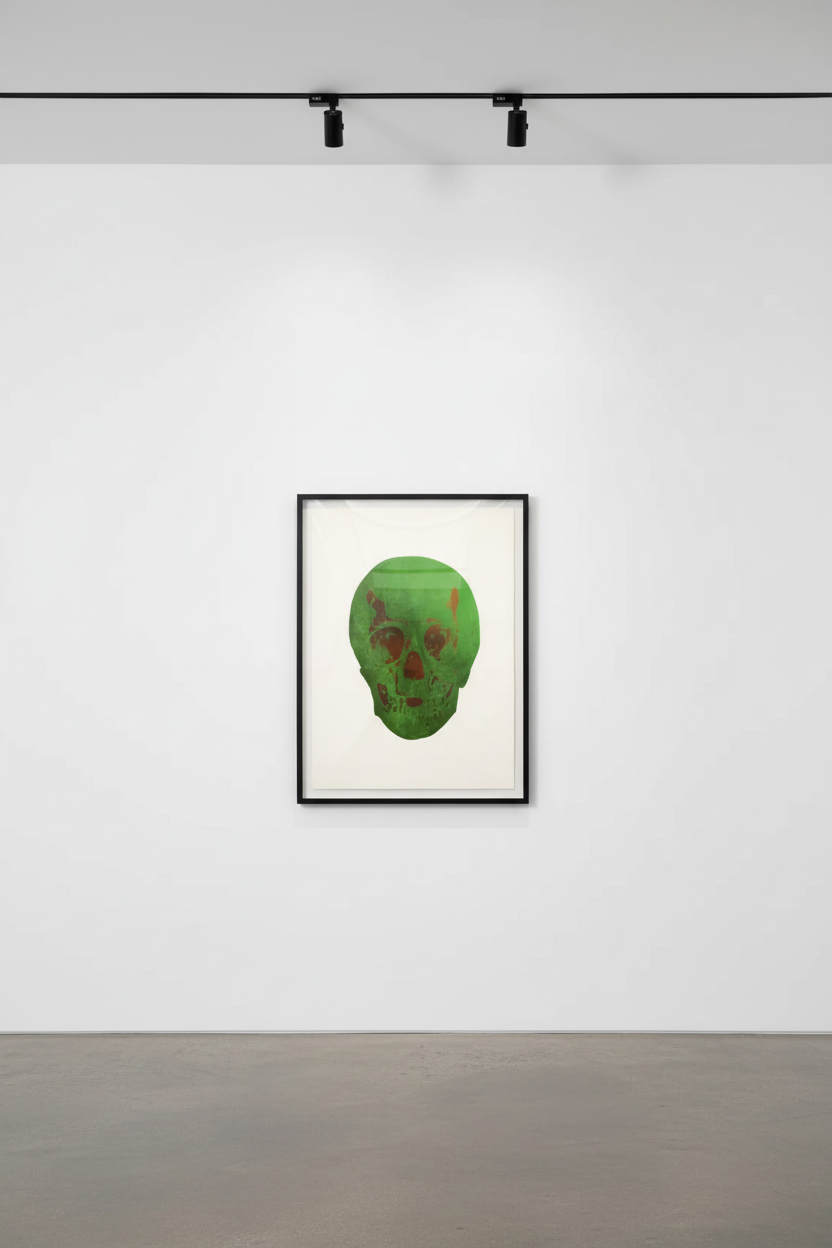 Damien Hirst - The Dead Lime Green/Island Copper Skull, 2009, Two colour foil block on 300gsm Arches 88 archival paper.
Si...