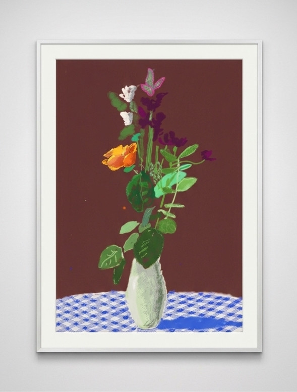 David Hockney - 7th March, More Flowers on the Table, 2021, iPad Painted Printed on Paper