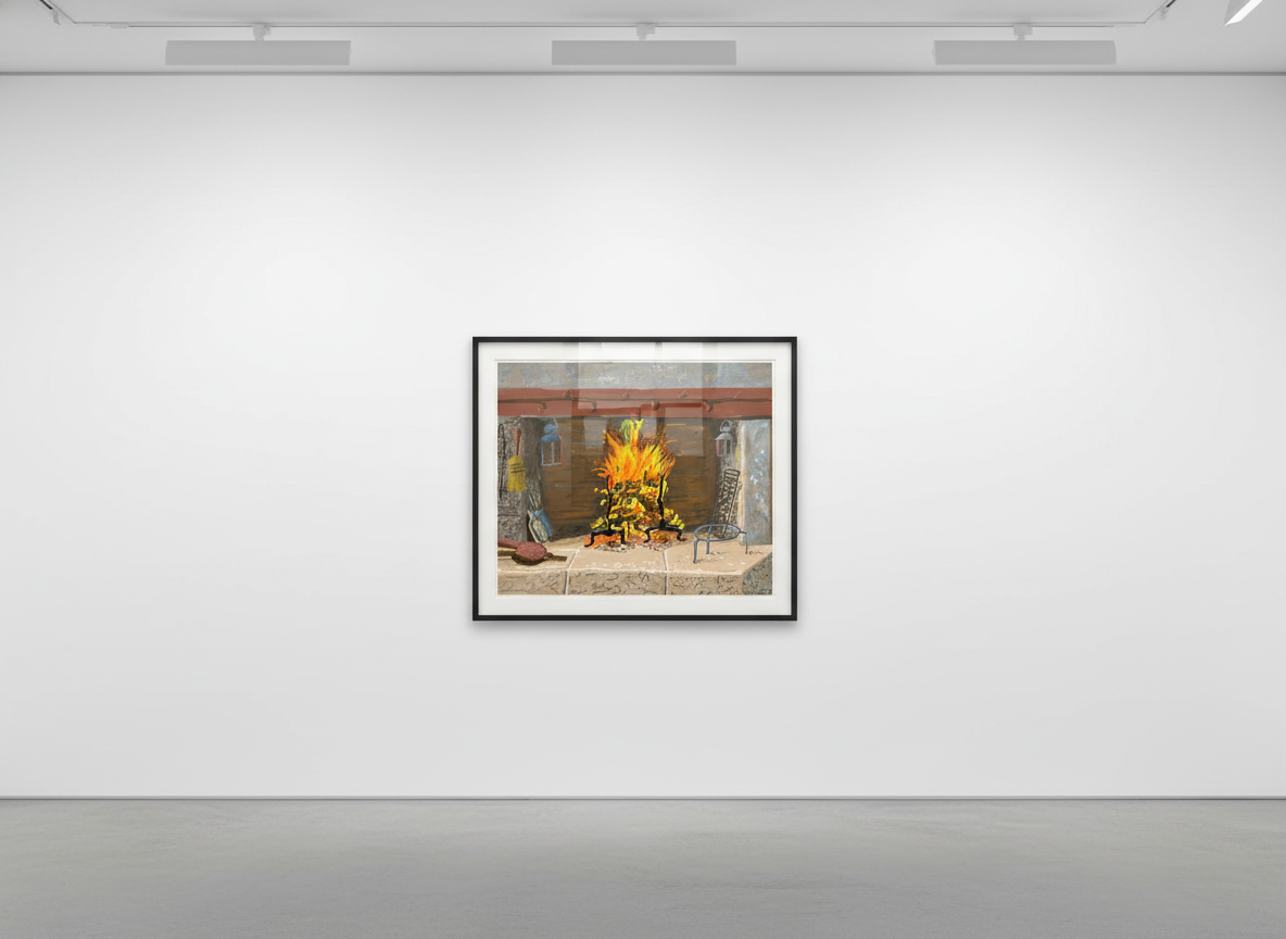 David Hockney - A Bigger Fire, 2020, iPad painting printed on paper