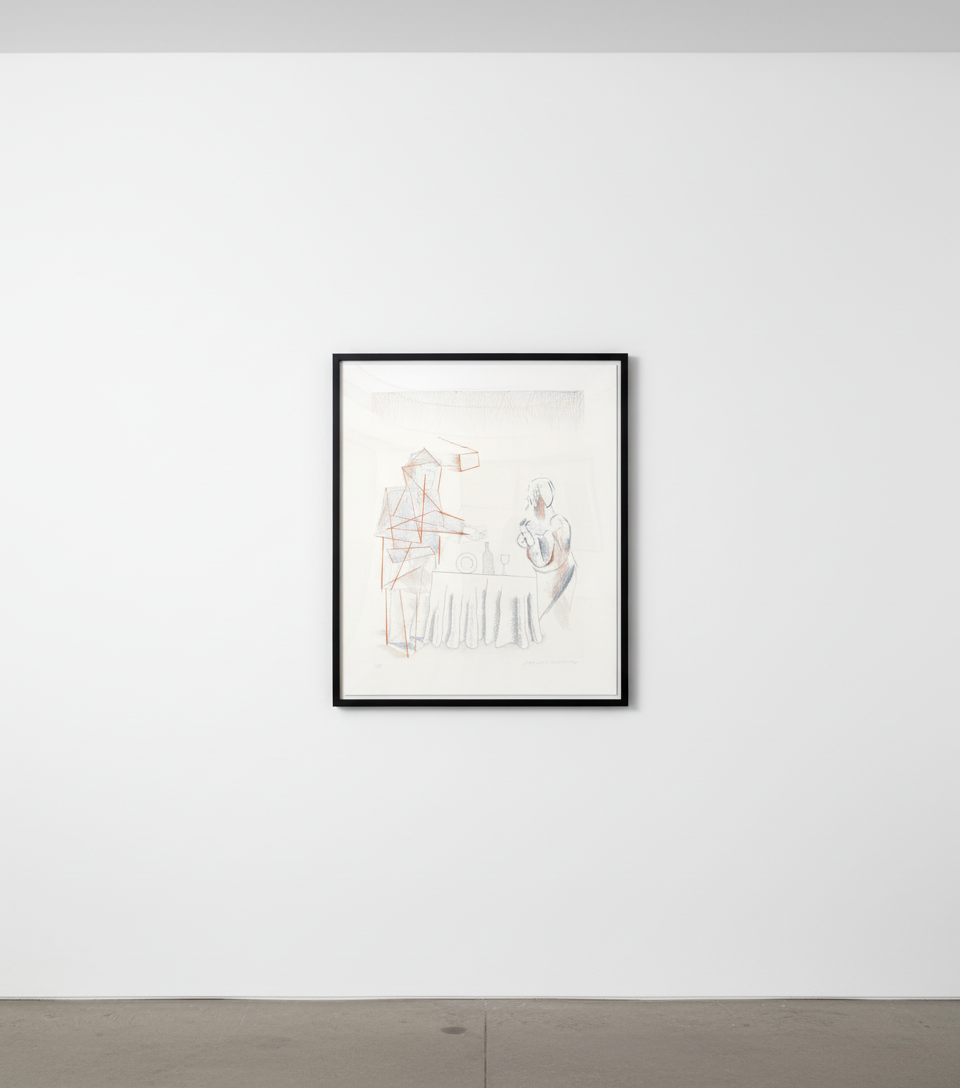 David Hockney - Figure with Still Life, 1976-77, Etching