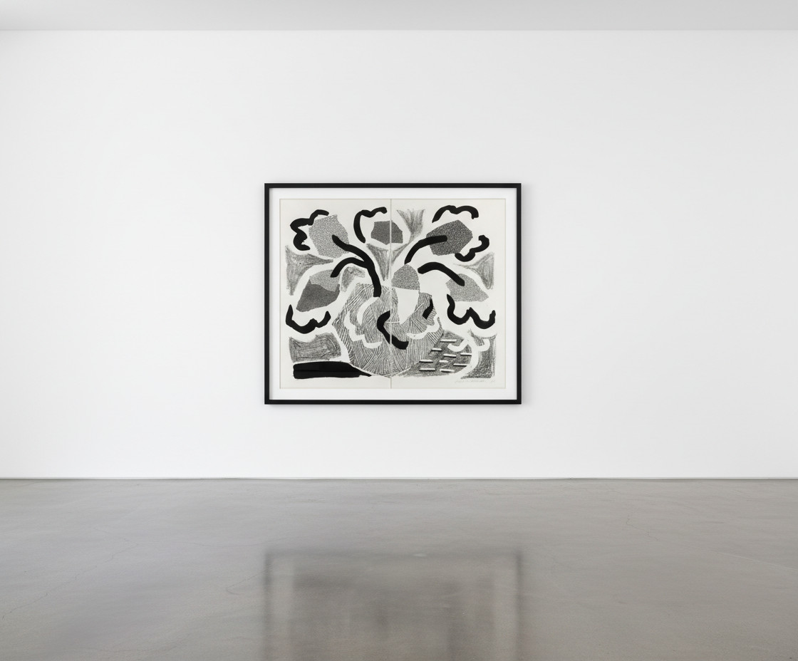 David Hockney - Grey Blooms, 1986, A home made print executed on an office copy machine on two sheets of Arches paper