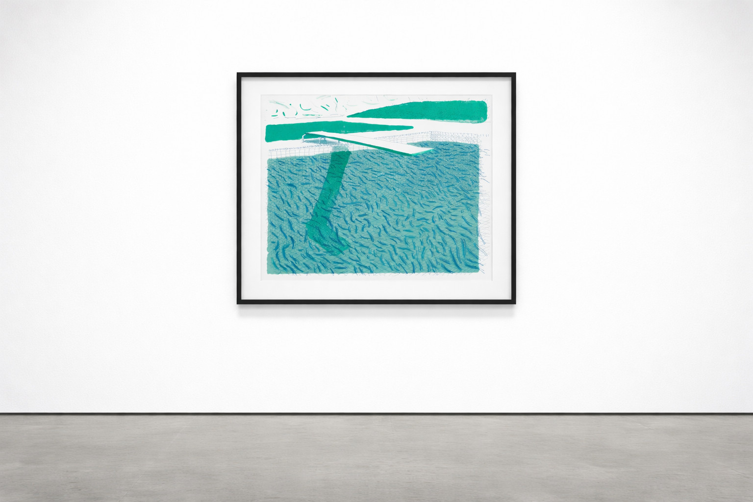 David Hockney - Lithograph Of Water Made Of Lines, Crayon And A Blue Wash, 1980, Lithograph in colors on wove paper