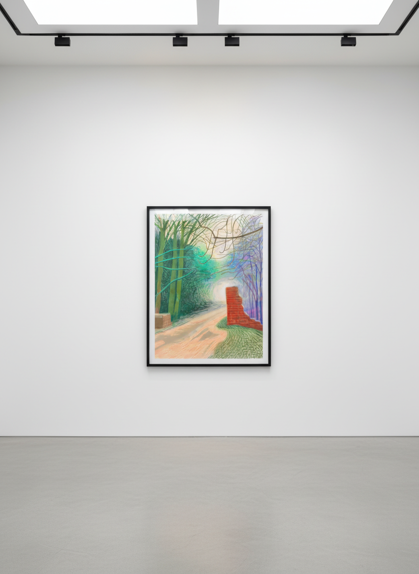 David Hockney - March 16th, The Arrival of Spring in Woldgate, East Yorkshire, 2011, iPad Drawing printed on paper