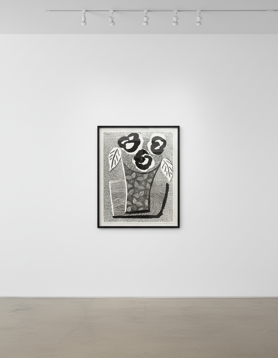 David Hockney - Three Black Flowers, 1986, Home Made Print