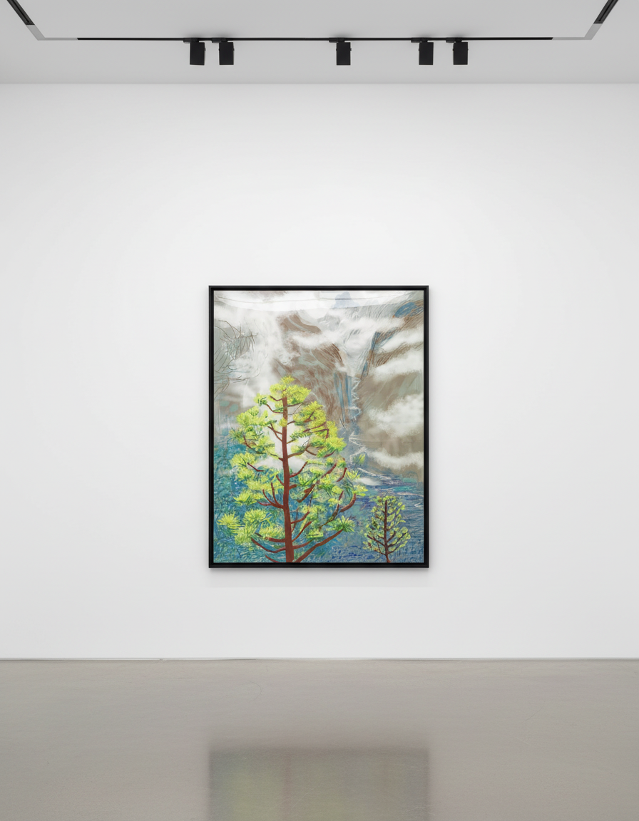 David Hockney - Yosemite I, October 5th 2011, 2011, iPad drawing printed on four sheets of paper
Mounted on four sheets of...