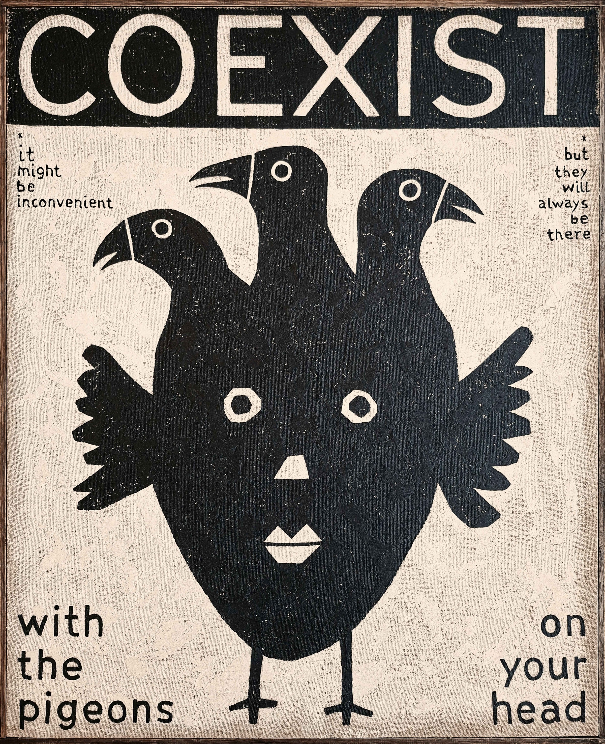 David Schmitt - Coexsist, 2026, Mixed Media on Raw Acrylic Canvas | Hand-Framed with Oak