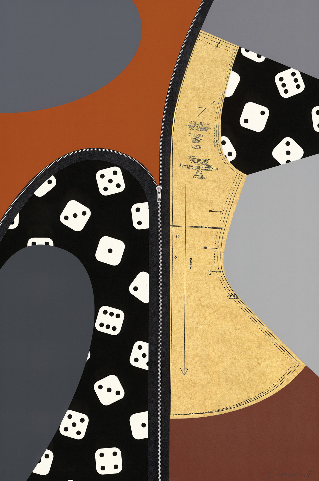 Derrick Adams - Parlay 3, 2024, Screen print, archival inkjet, and collage on Lanaquarelle with book cloth, Kozo, and Arch...