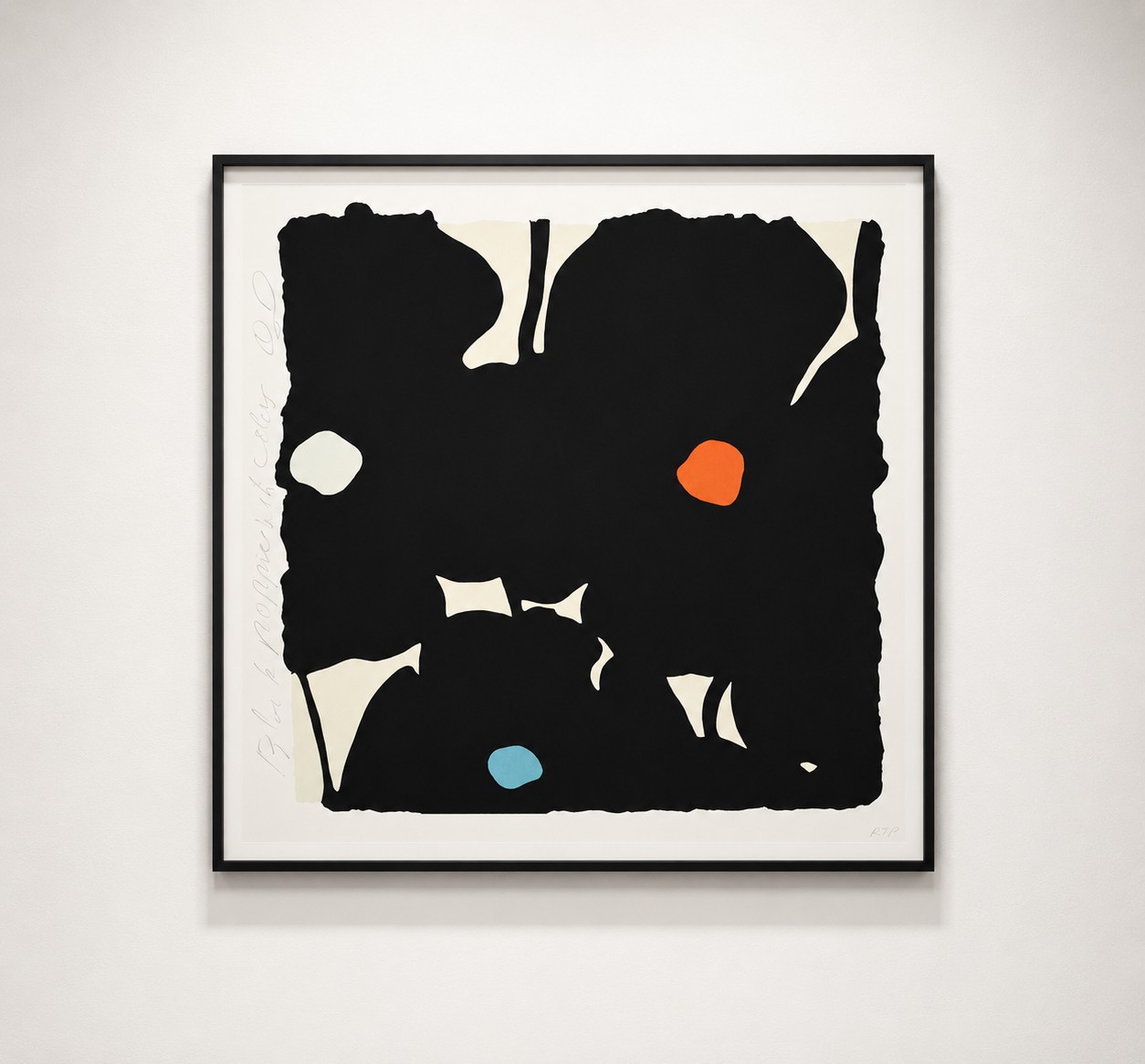 Donald Sultan - Black Poppies with Colors, 2026, Color silkscreen with enamel inks, flocking, and tar-like texture on Risi...