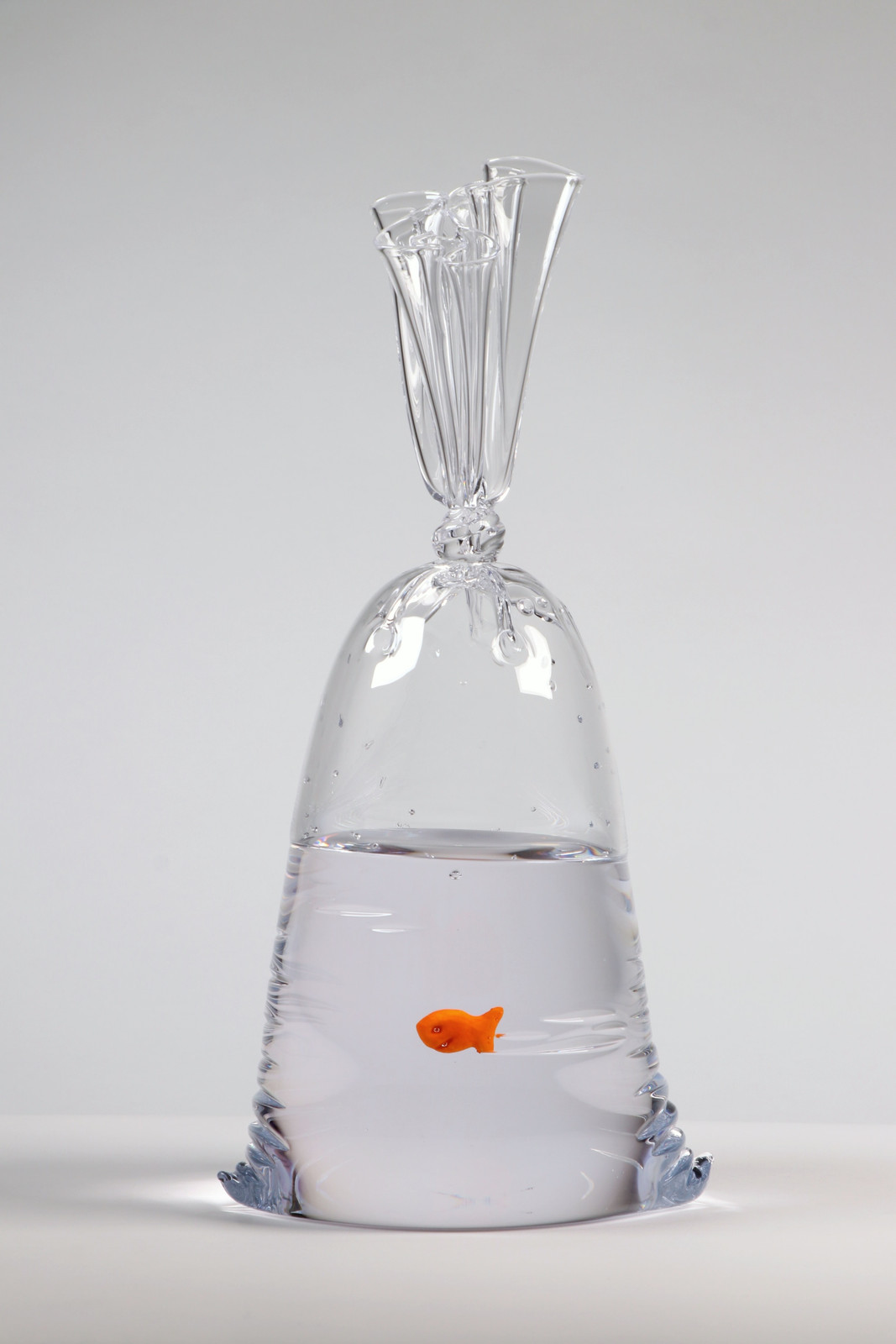 Dylan Martinez - Limited Edition Goldfish Cracker Water Bag (202), 2023, Hand blown glass sculpture with ceramic fish element