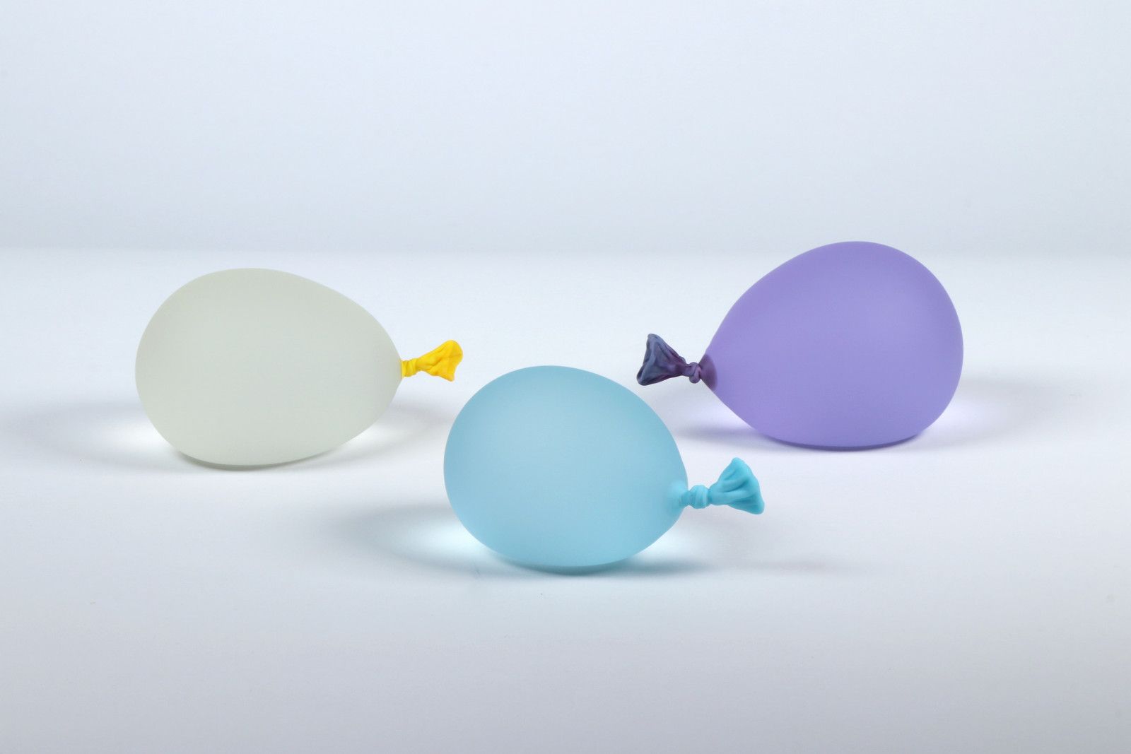 Dylan Martinez - Water Balloons Portfolio VI, 2024, Set of 3 glass sculptures - hot sculpted, sandblasted, acid etched