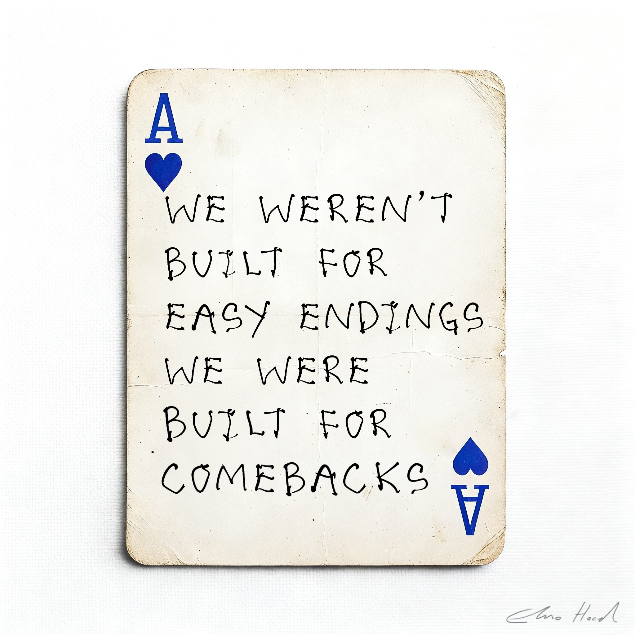 Elmo Hood - Built For Comebacks, 2026, Mixed Media Playing Card on Wooden Backed Canvas | Signed 