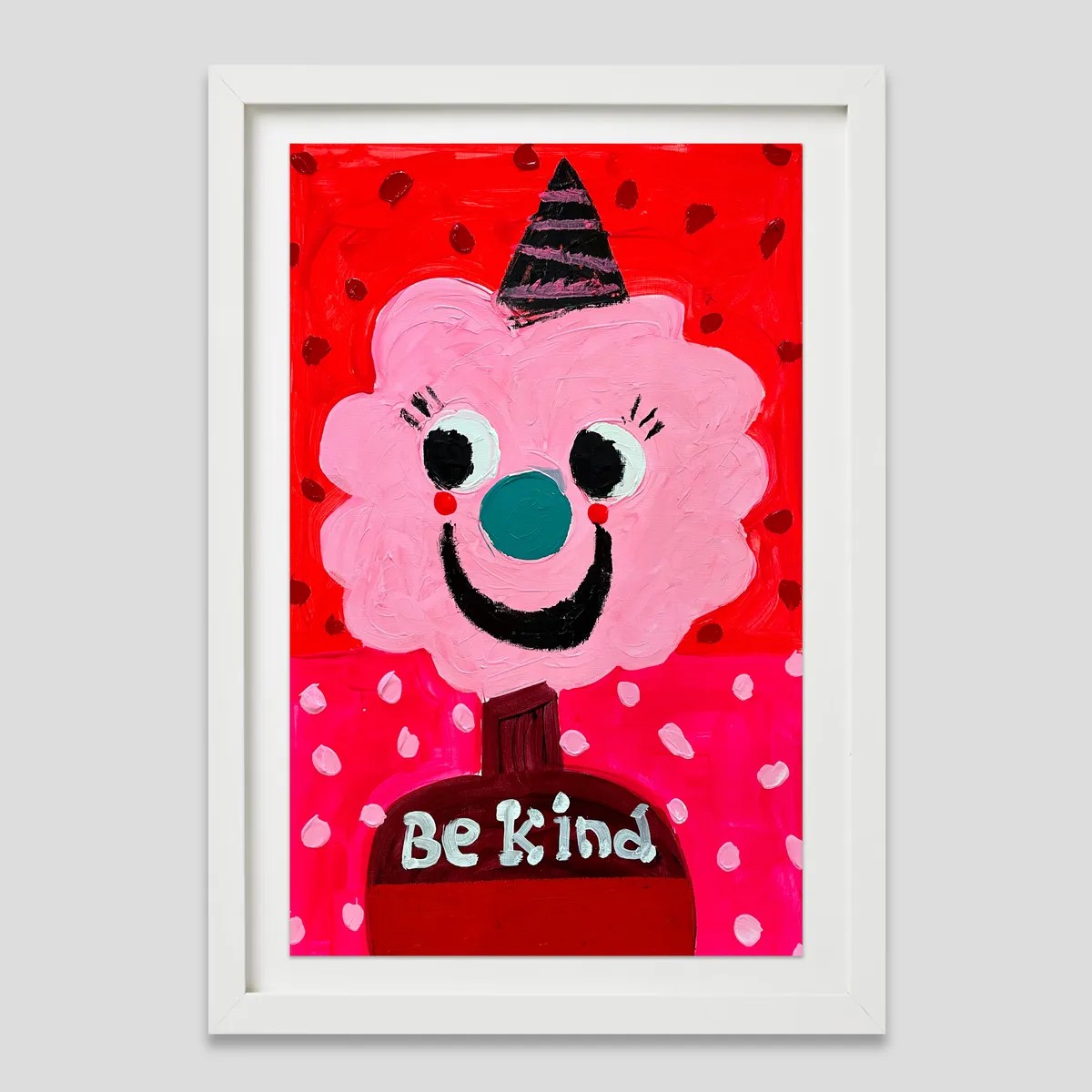 Fanny Brodar - Be Kind, 2022, Acrylic and oil stick on heavyweight paper
Framed in a 1 in white from with a ¾ in float