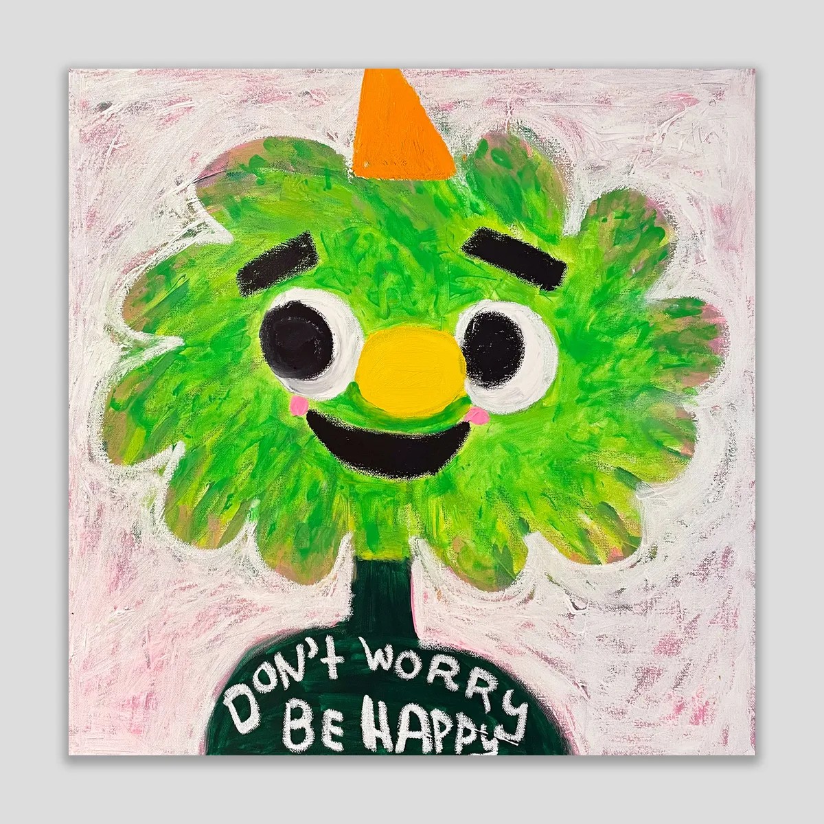 Fanny Brodar - Don't Worry Be Happy, 2022, Acrylic and oil stick on canvas