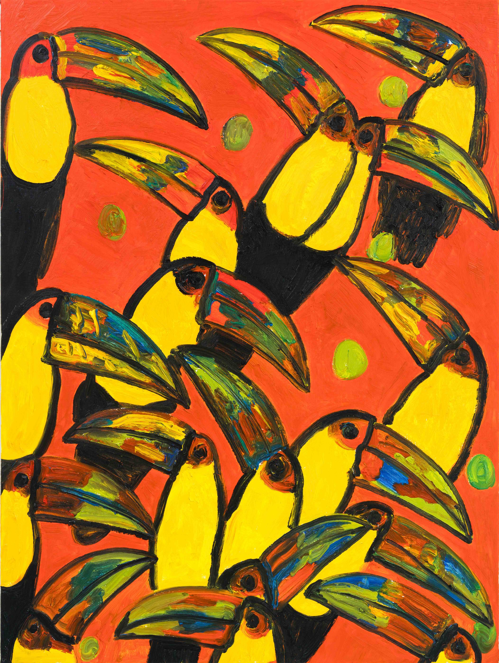 Hunt Slonem - Toucans Honduras, 2025, Oil on Canvas