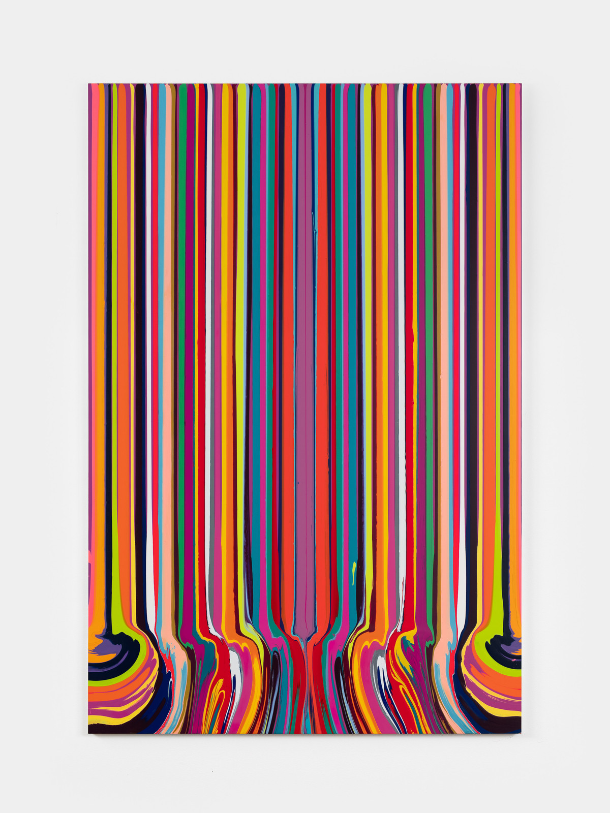 Ian Davenport - Mirrored Orange and Magenta, 2020, Acrylic on aluminum
