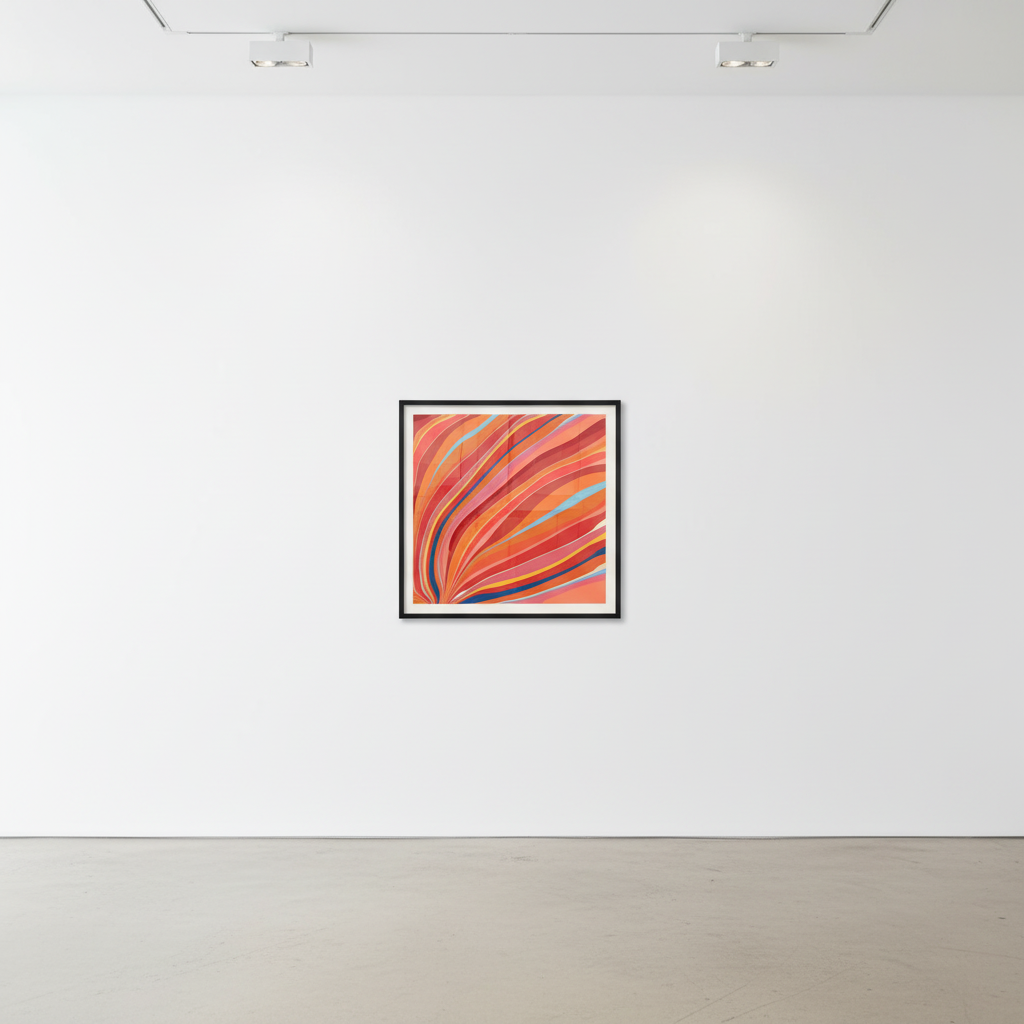 Ian Davenport - Red and Orange Flow, 2020, Acrylic on aluminium