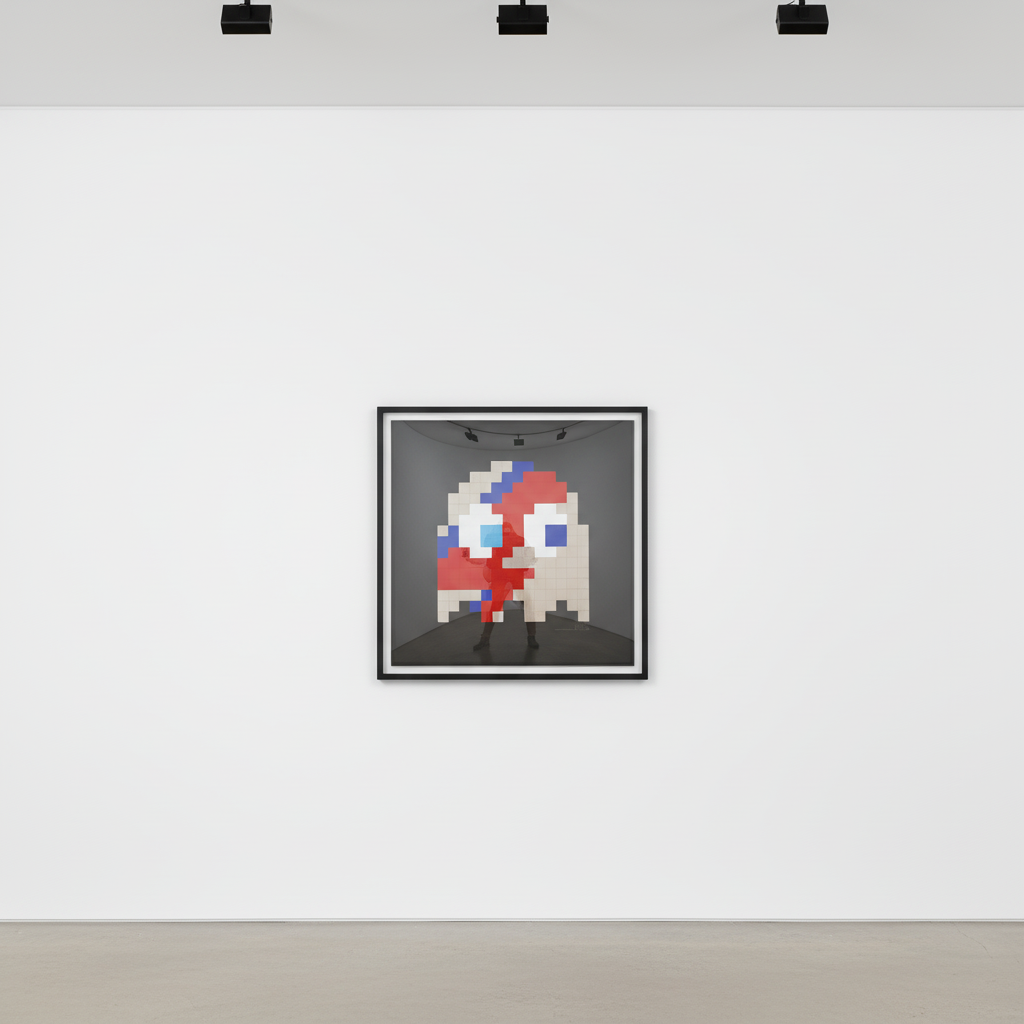 Invader - Aladdin Sane (Silver), 2014, Screen print