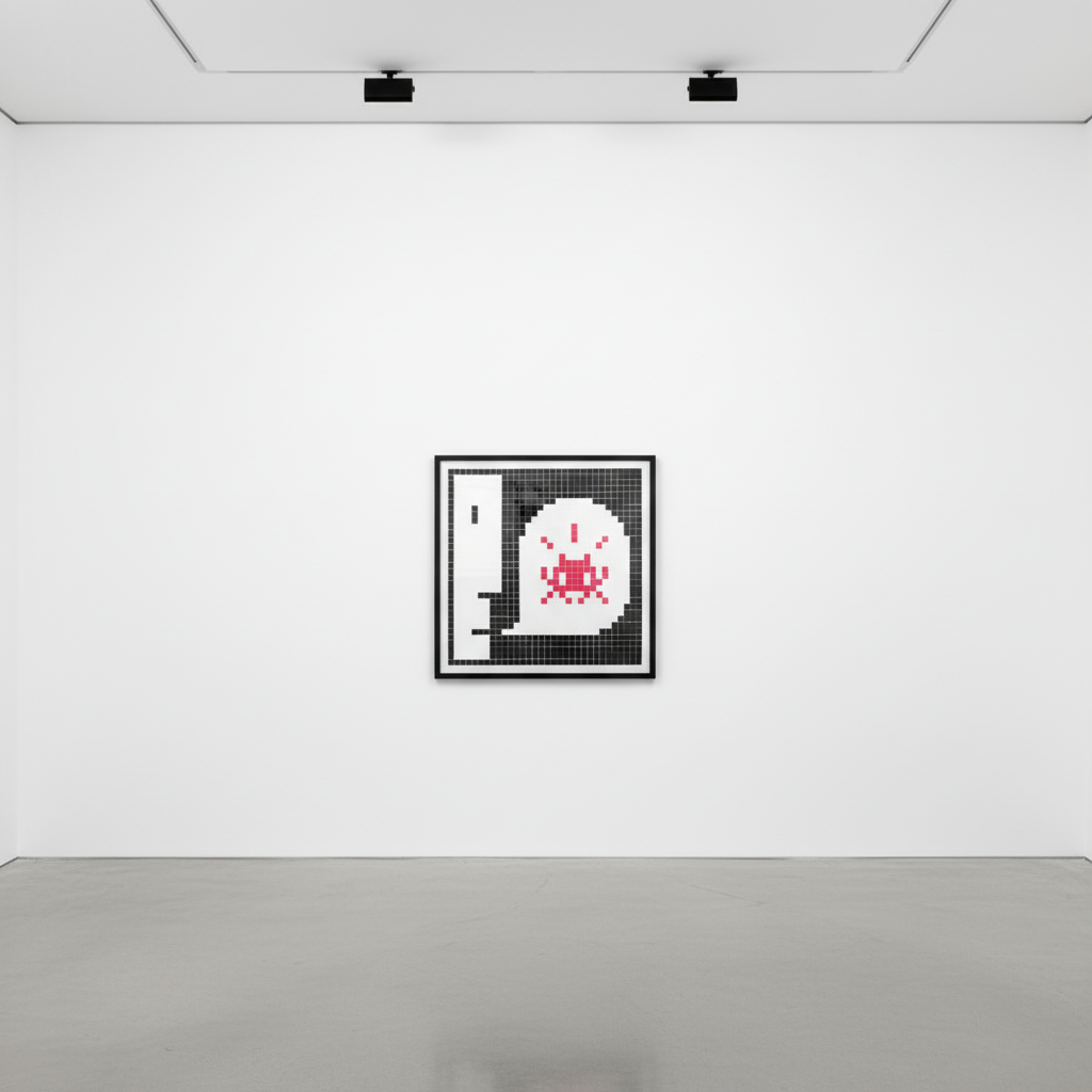 Invader - Alert : System Infected (grey), 2021, Silkscreen