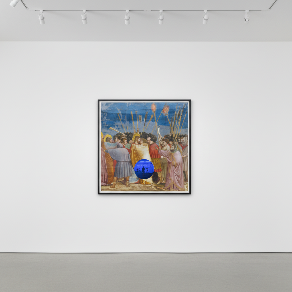 Jeff Koons - Gazing Ball (Giotto The Kiss of Judas), 2021, Archival pigment print on Innova rag paper, glass