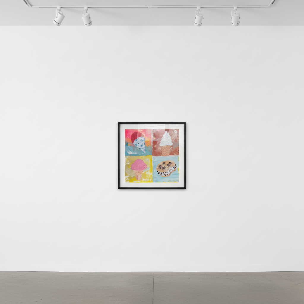 Jojo Anavim - 4 Ice Creams, 2023, Acrylic, Oil Stick, and textured paste on Canvas