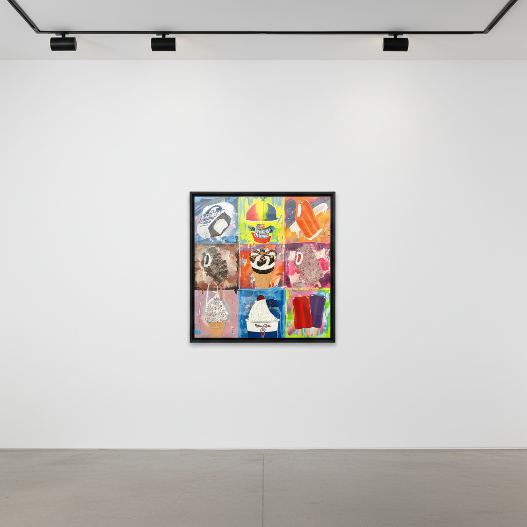 Jojo Anavim - 9 Ice Creams, 2023, Mixed media on canvas