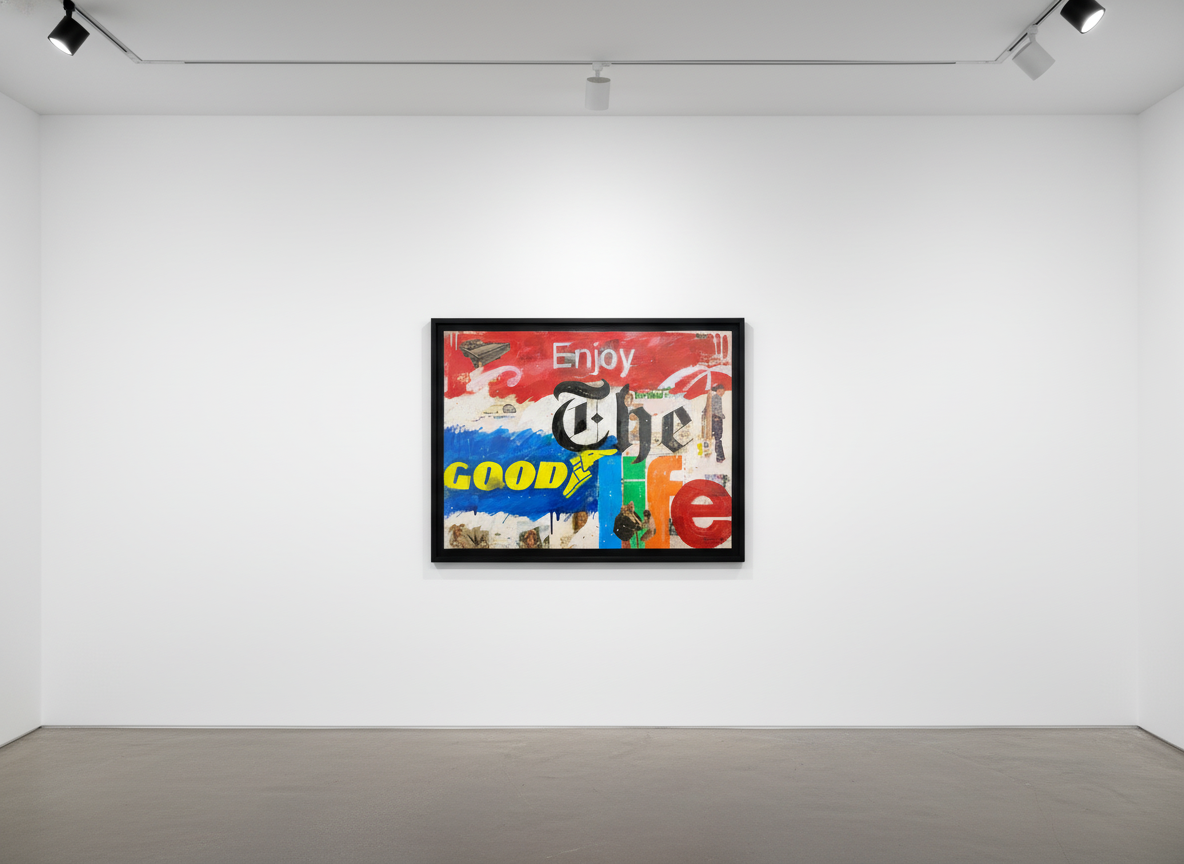 Jojo Anavim - Enjoy the Good Life, 2021, Acrylic and collage on canvas