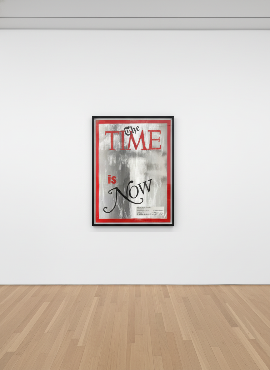 Jojo Anavim - The Time Is Now, 2025, Acrylic, Foil, and Granular Texture on Canvas