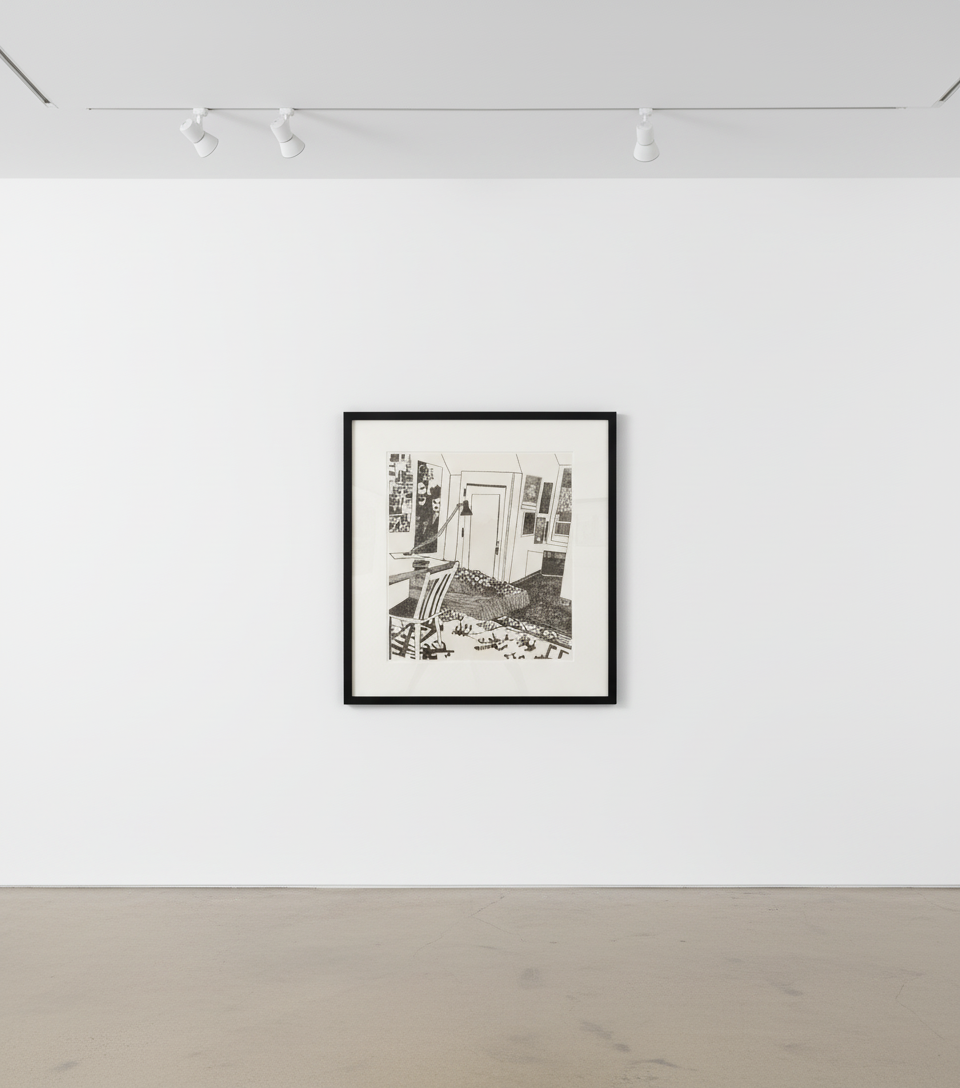 Jonas Wood - Alexis's Room, 2014, Chin-collé etching
