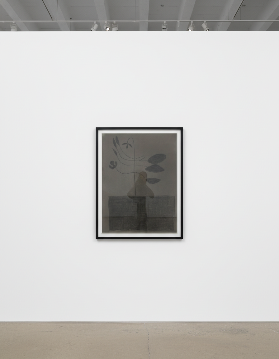 Jonas Wood - Black Plant, 2010, Gouache and colored pencil on paper