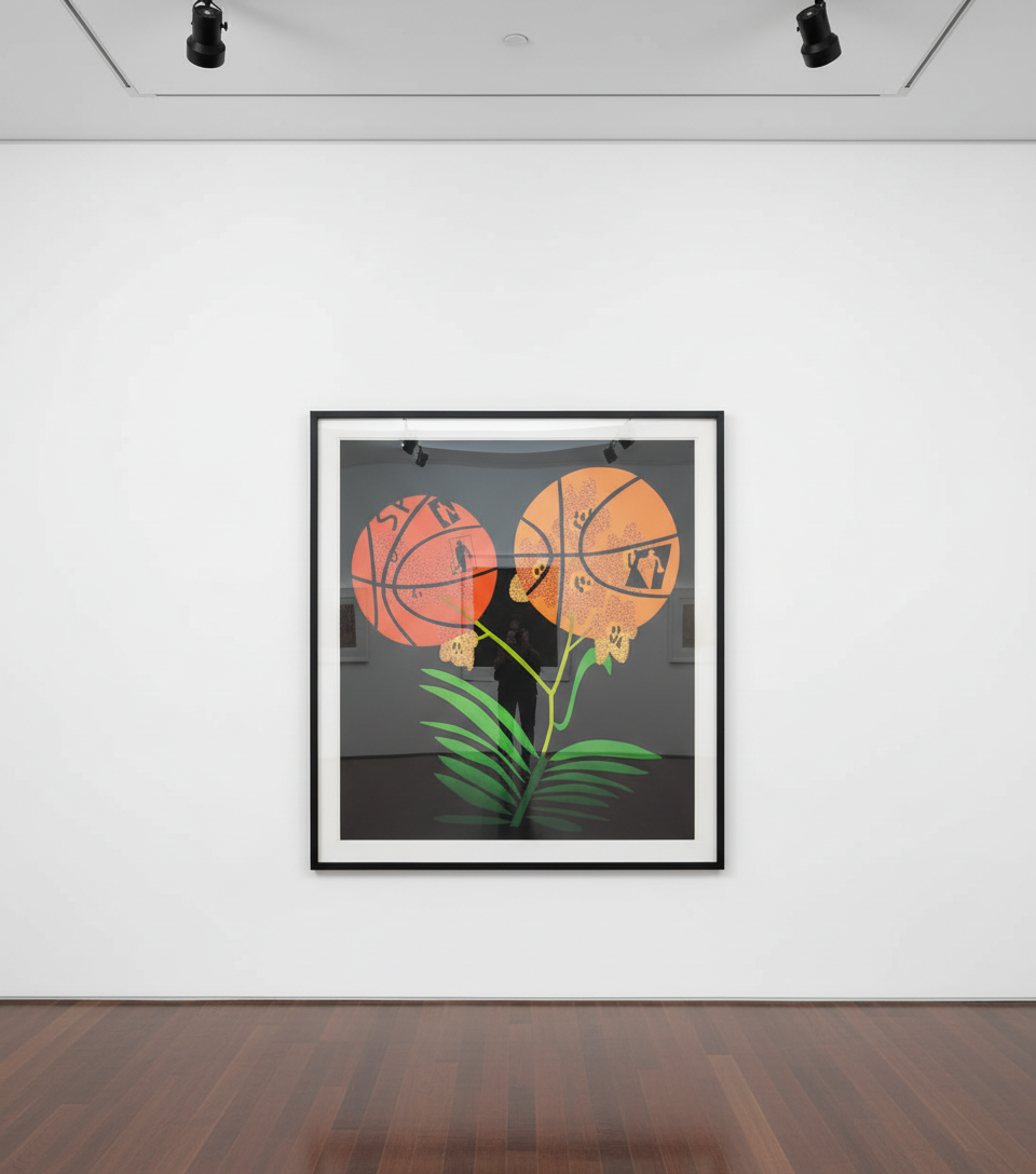 Jonas Wood - Double Basketball Orchid (State II), 2017, lithograph in colors, on cream Rives BFK paper