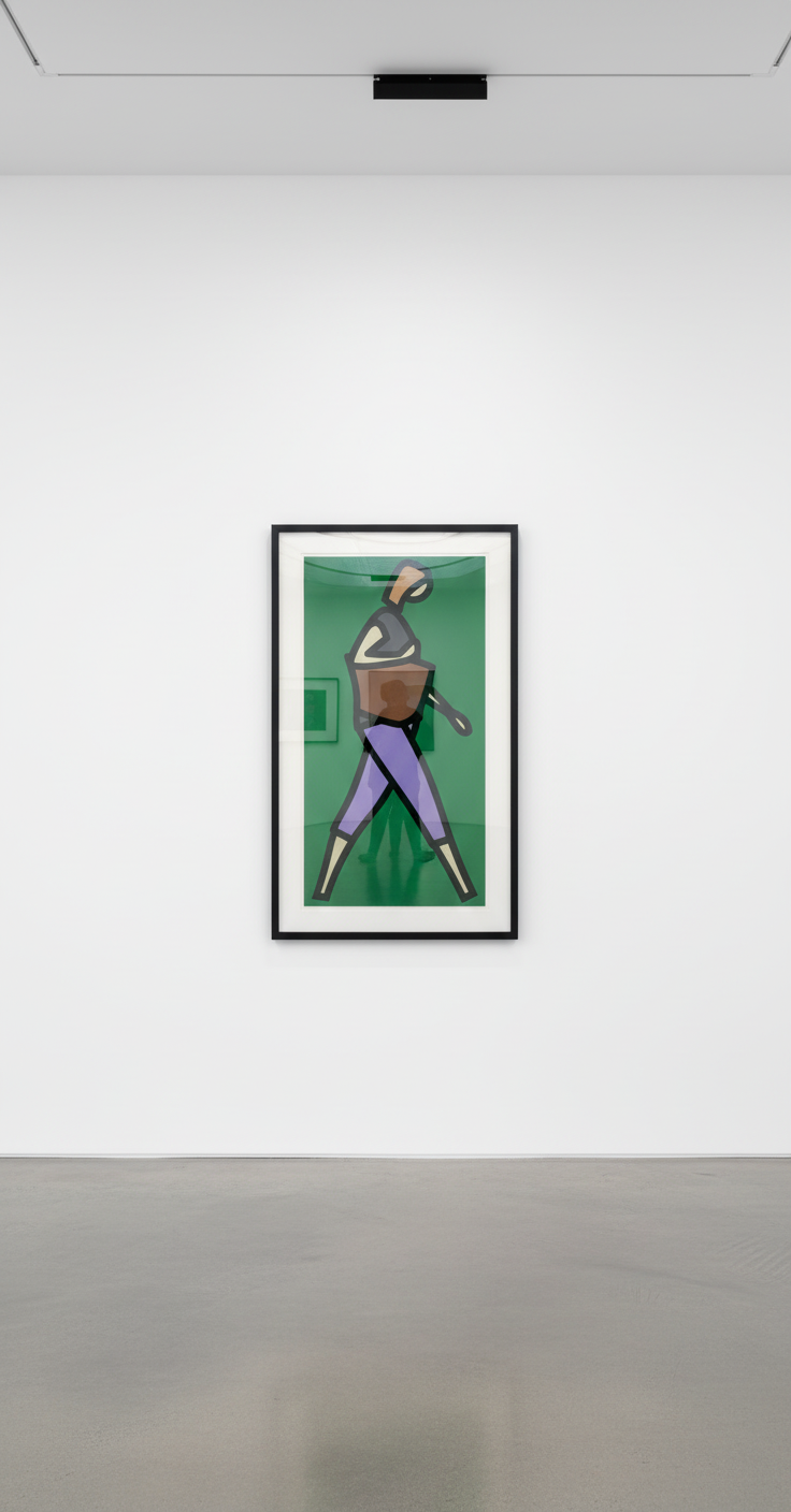 Julian Opie - Big Bag, 2018, Inlaid and overlaid acrylic panel