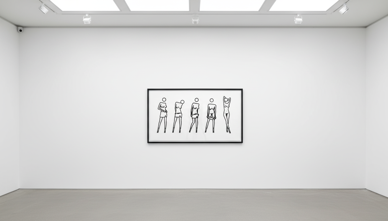 Julian Opie - Bijou Gets Undressed 7, 2004, Screenprint, on Fedrigoni Sirio paper, with full margins.