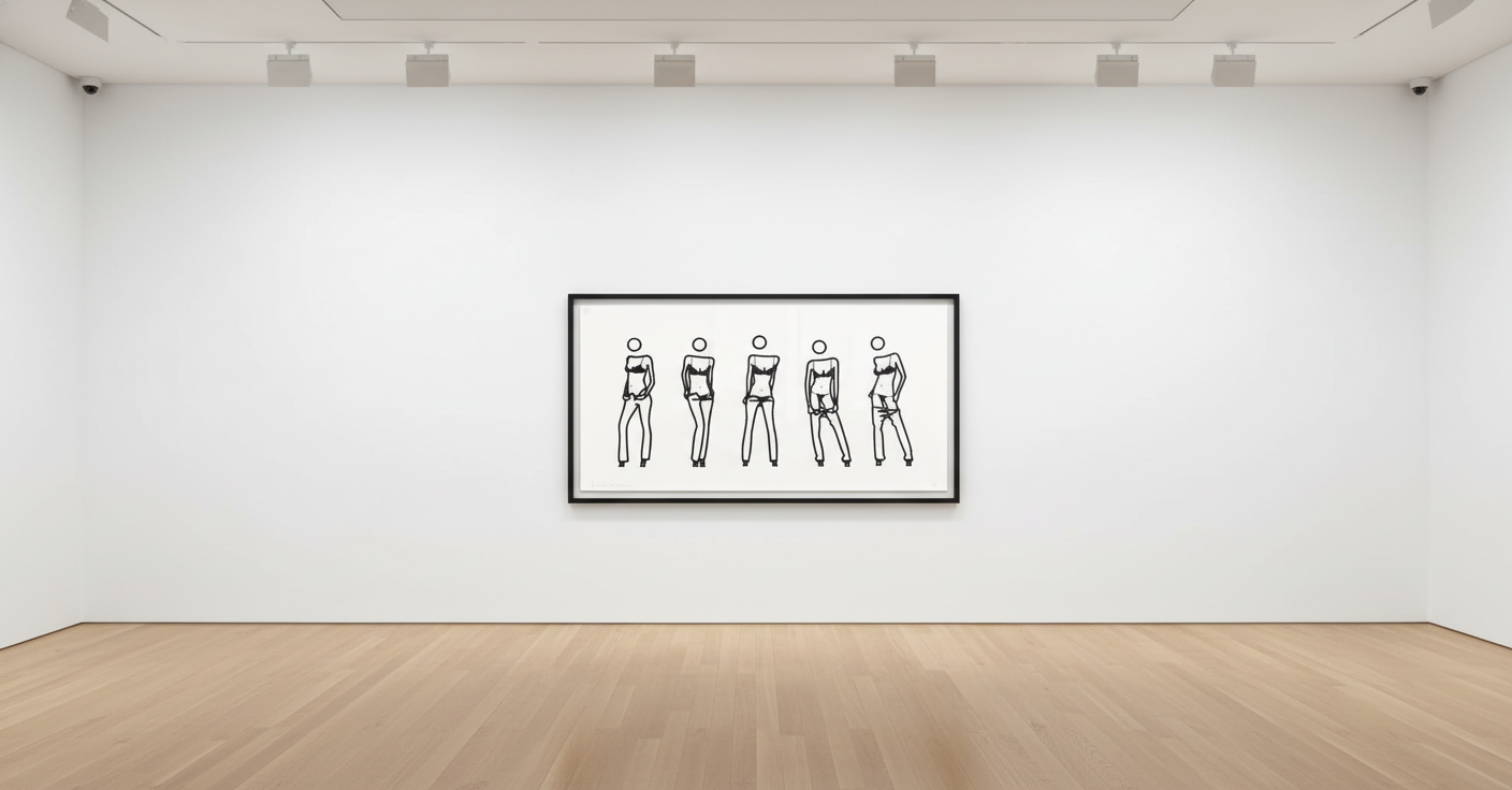 Julian Opie - Bijou Gets Undressed 8, 2004, Screenprint, on Fedrigoni Sirio paper, with full margins.