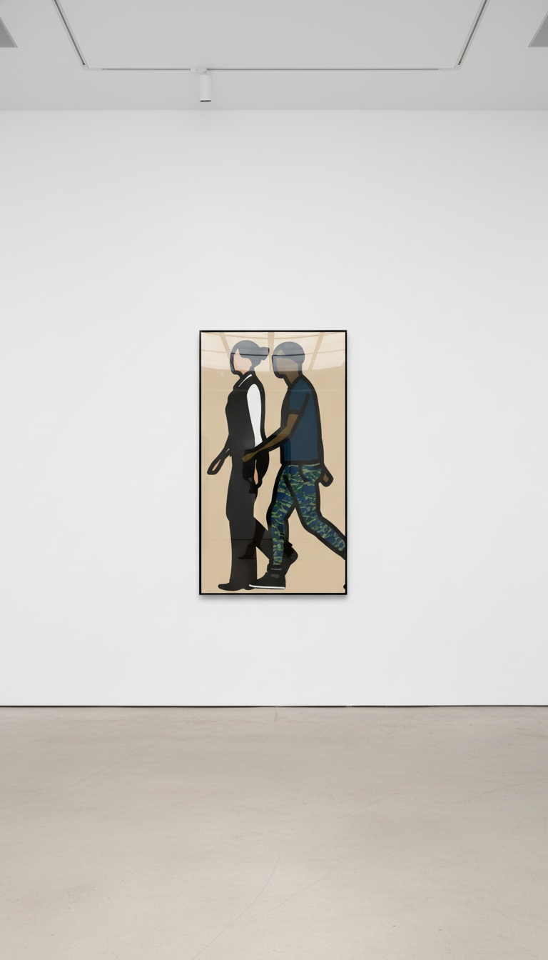 Julian Opie - Faime and Danielle Walking, 2016, Continuous computer animation on 55" LCD screen