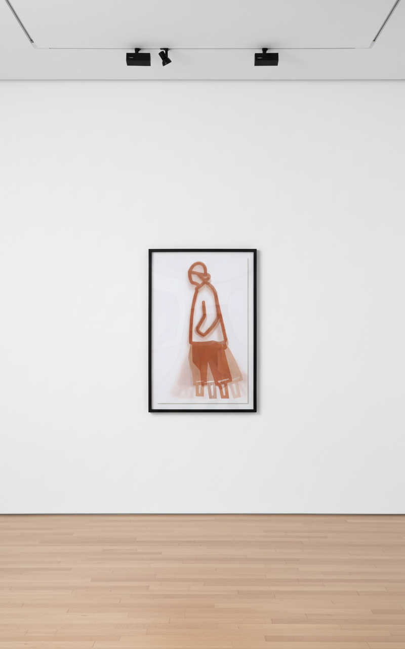 Julian Opie - Old Street Walkers: Turned Up, 2022, Lenticular acrylic panel mounted onto white acrylic