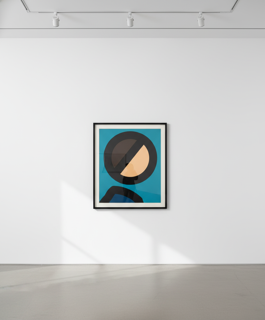 Julian Opie - Paper Head 7, 2019, Screen prints with inkjet and collage on Canson Conservation
 Board , presented in a spr...