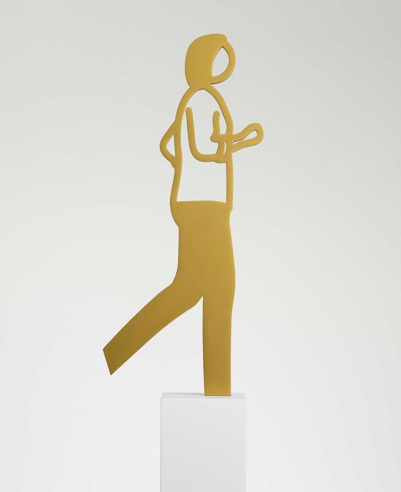 Julian Opie - Running People (Mark), 2020, A series of anodised aluminium figures on Corian bases