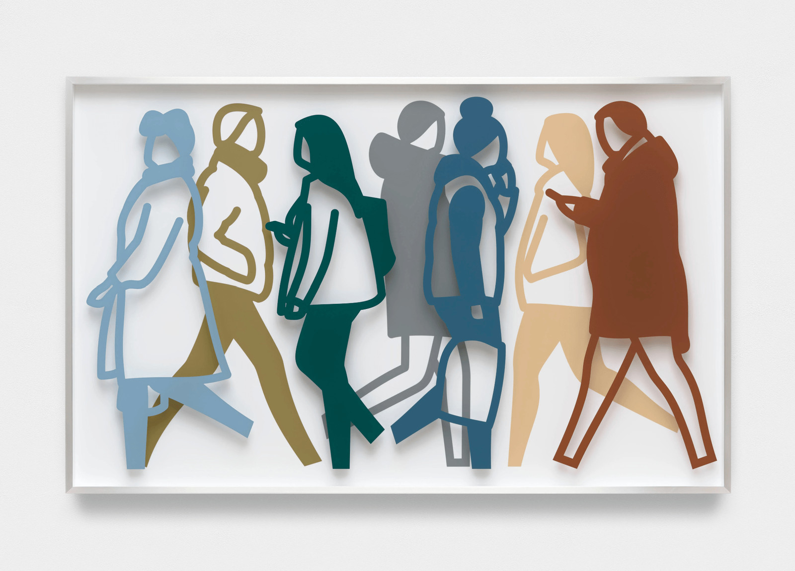 Julian Opie - Sidewalk 2, 2022, Screen print on two sheets of acrylic, presented in a brushed aluminium